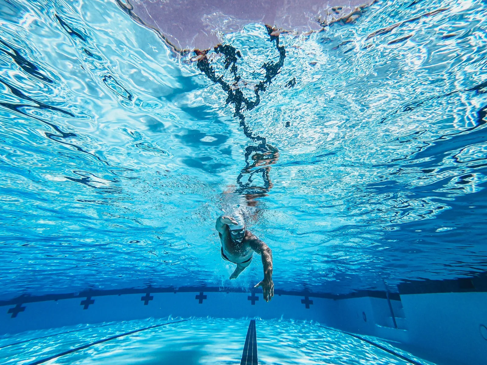 Swimmer in a nanobubble-treated pool with hyper-oxygenated water